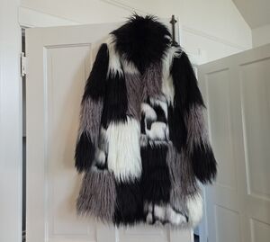 Avante Garde Patchwork Faux Fur Coat XXS XS